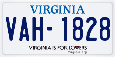 VA license plate VAH1828