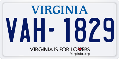 VA license plate VAH1829