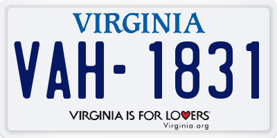 VA license plate VAH1831