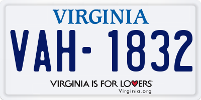 VA license plate VAH1832