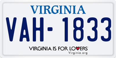 VA license plate VAH1833
