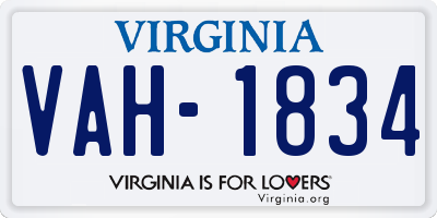 VA license plate VAH1834