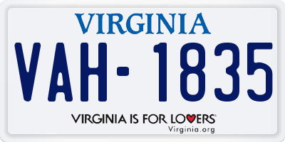 VA license plate VAH1835