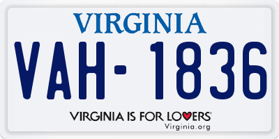 VA license plate VAH1836