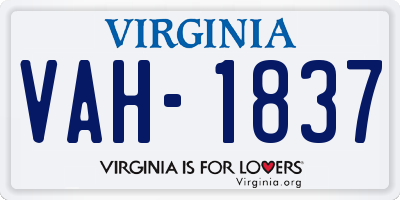 VA license plate VAH1837