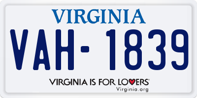 VA license plate VAH1839