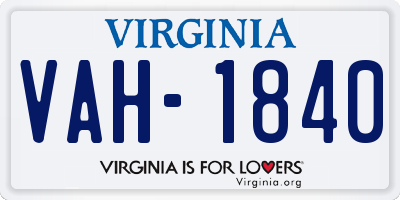 VA license plate VAH1840