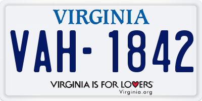 VA license plate VAH1842