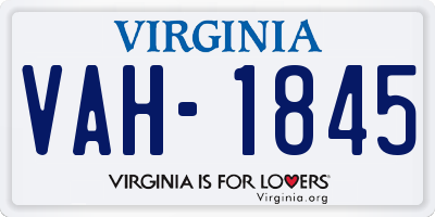 VA license plate VAH1845