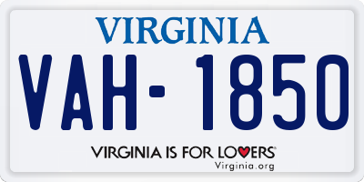 VA license plate VAH1850