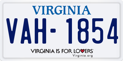 VA license plate VAH1854