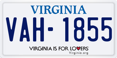 VA license plate VAH1855