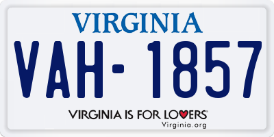 VA license plate VAH1857