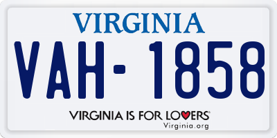 VA license plate VAH1858