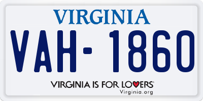 VA license plate VAH1860