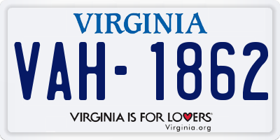 VA license plate VAH1862