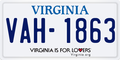 VA license plate VAH1863