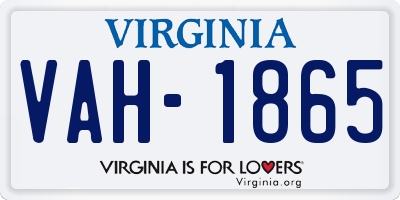 VA license plate VAH1865