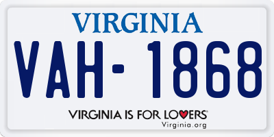 VA license plate VAH1868