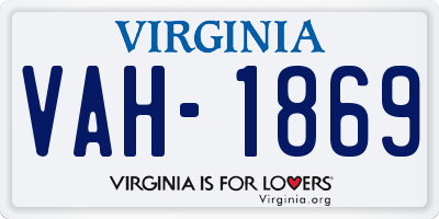 VA license plate VAH1869