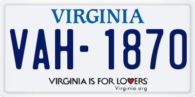 VA license plate VAH1870