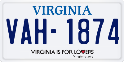 VA license plate VAH1874