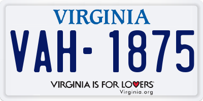 VA license plate VAH1875