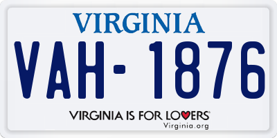VA license plate VAH1876