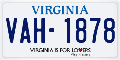 VA license plate VAH1878
