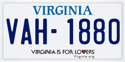 VA license plate VAH1880