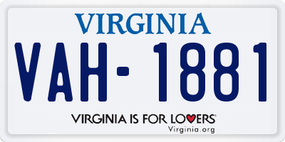 VA license plate VAH1881
