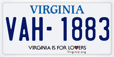 VA license plate VAH1883