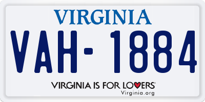 VA license plate VAH1884