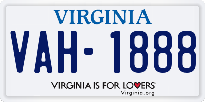 VA license plate VAH1888