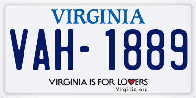 VA license plate VAH1889