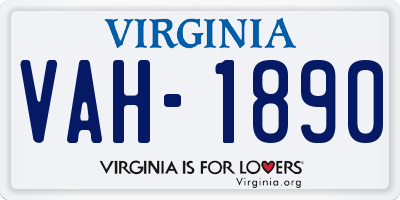 VA license plate VAH1890