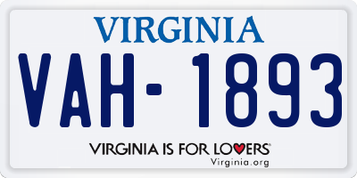 VA license plate VAH1893