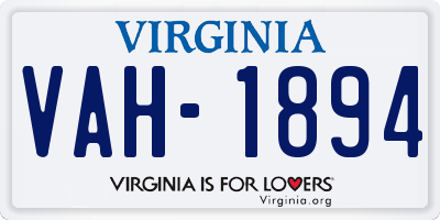 VA license plate VAH1894