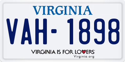 VA license plate VAH1898