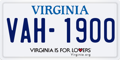 VA license plate VAH1900