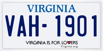 VA license plate VAH1901