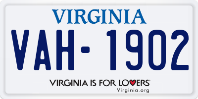 VA license plate VAH1902