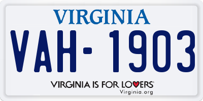 VA license plate VAH1903