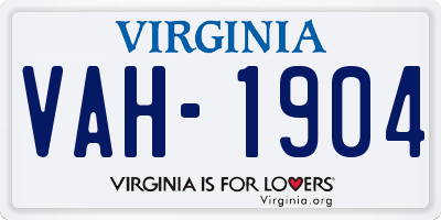 VA license plate VAH1904