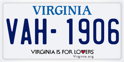 VA license plate VAH1906