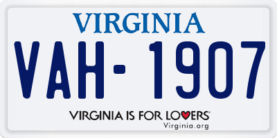 VA license plate VAH1907
