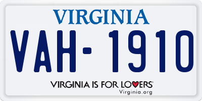 VA license plate VAH1910