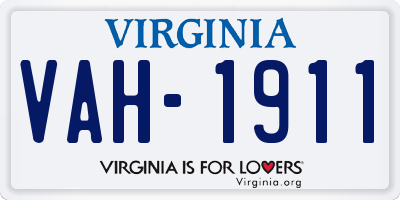 VA license plate VAH1911