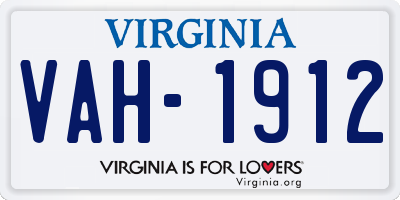 VA license plate VAH1912