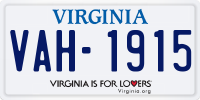 VA license plate VAH1915